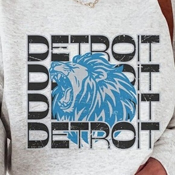 Detroit Football Sweatshirts Lions NFL Football Fan Gift Retro Crewneck 05 - Picture 2 of 5